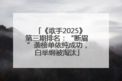 《歌手2025》第三期排名：“断眉”袭榜单依纯成功，白举纲被淘汰