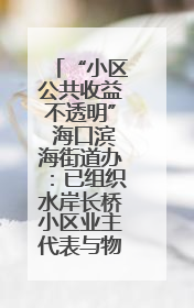 “小区公共收益不透明” 海口滨海街道办：已组织水岸长桥小区业主代表与物业进行座谈