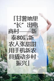 甘薯地里“长”出电商村——新泰80后新农人张甜甜用手机新农具撬动乡村振兴