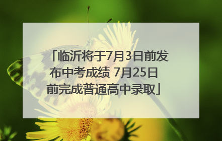 临沂将于7月3日前发布中考成绩 7月25日前完成普通高中录取