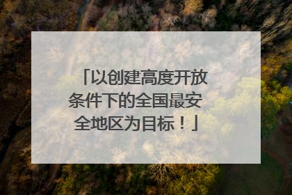以创建高度开放条件下的全国最安全地区为目标！