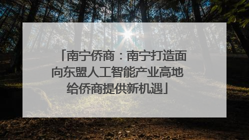 南宁侨商：南宁打造面向东盟人工智能产业高地给侨商提供新机遇