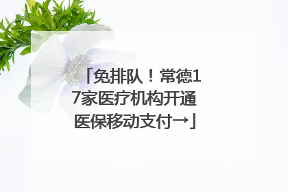 免排队！常德17家医疗机构开通医保移动支付→