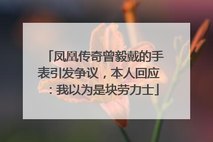 凤凰传奇曾毅戴的手表引发争议，本人回应：我以为是块劳力士