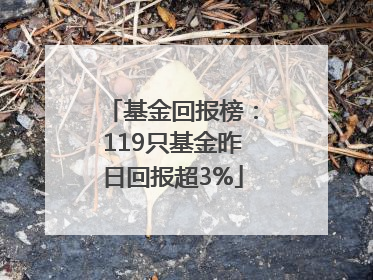 基金回报榜：119只基金昨日回报超3%