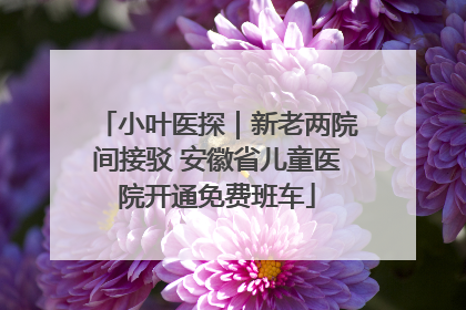 小叶医探｜新老两院间接驳 安徽省儿童医院开通免费班车