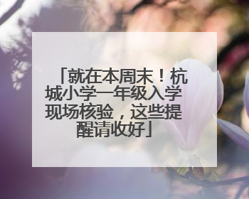 就在本周末！杭城小学一年级入学现场核验，这些提醒请收好