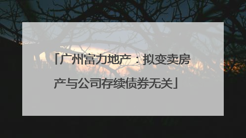 广州富力地产：拟变卖房产与公司存续债券无关