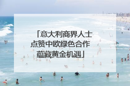 意大利商界人士点赞中欧绿色合作蕴藏黄金机遇