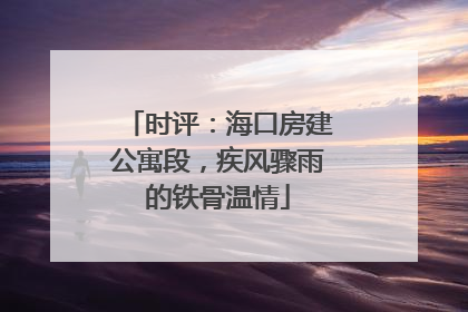 时评：海口房建公寓段，疾风骤雨的铁骨温情