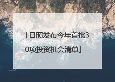 日照发布今年首批30项投资机会清单