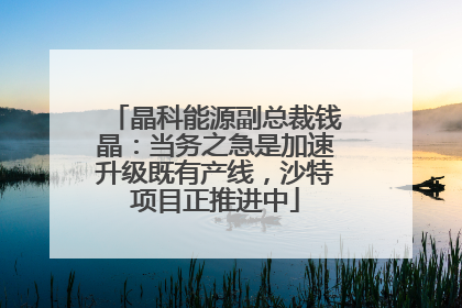 晶科能源副总裁钱晶：当务之急是加速升级既有产线，沙特项目正推进中