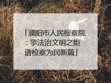 濮阳市人民检察院：擎法治文明之炬 谱检察为民新篇