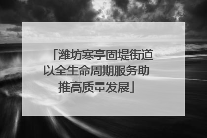 潍坊寒亭固堤街道以全生命周期服务助推高质量发展