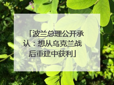 波兰总理公开承认：想从乌克兰战后重建中获利