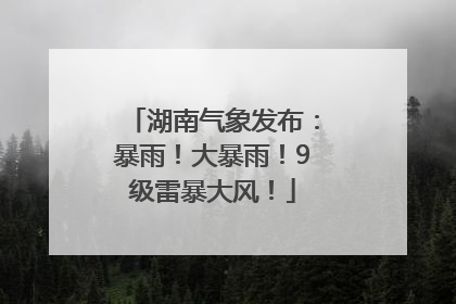 湖南气象发布：暴雨！大暴雨！9级雷暴大风！