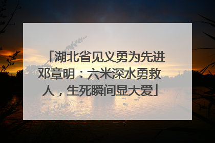 湖北省见义勇为先进邓章明：六米深水勇救人，生死瞬间显大爱