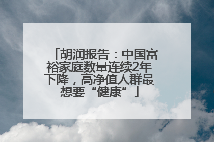 胡润报告：中国富裕家庭数量连续2年下降，高净值人群最想要“健康”