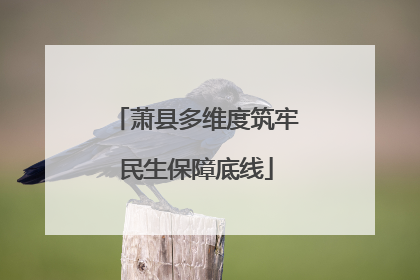 萧县多维度筑牢民生保障底线