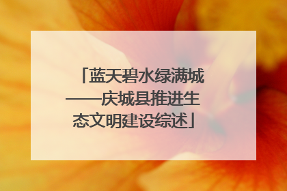 蓝天碧水绿满城——庆城县推进生态文明建设综述