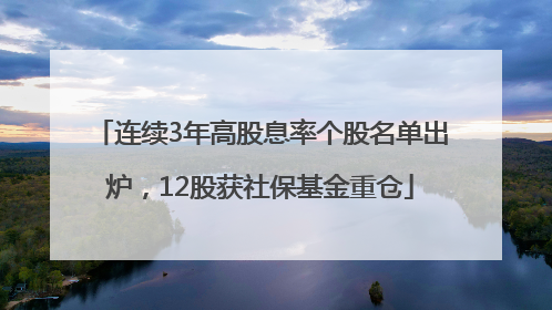 连续3年高股息率个股名单出炉，12股获社保基金重仓