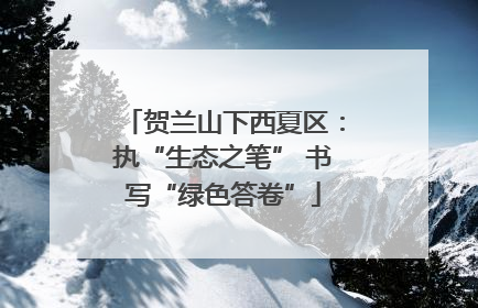 贺兰山下西夏区：执“生态之笔” 书写“绿色答卷”