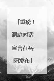 重磅！洞庭对话宣言在岳阳发布