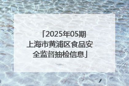 2025年05期上海市黄浦区食品安全监督抽检信息
