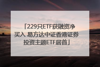 229只ETF获融资净买入 易方达中证香港证券投资主题ETF居首